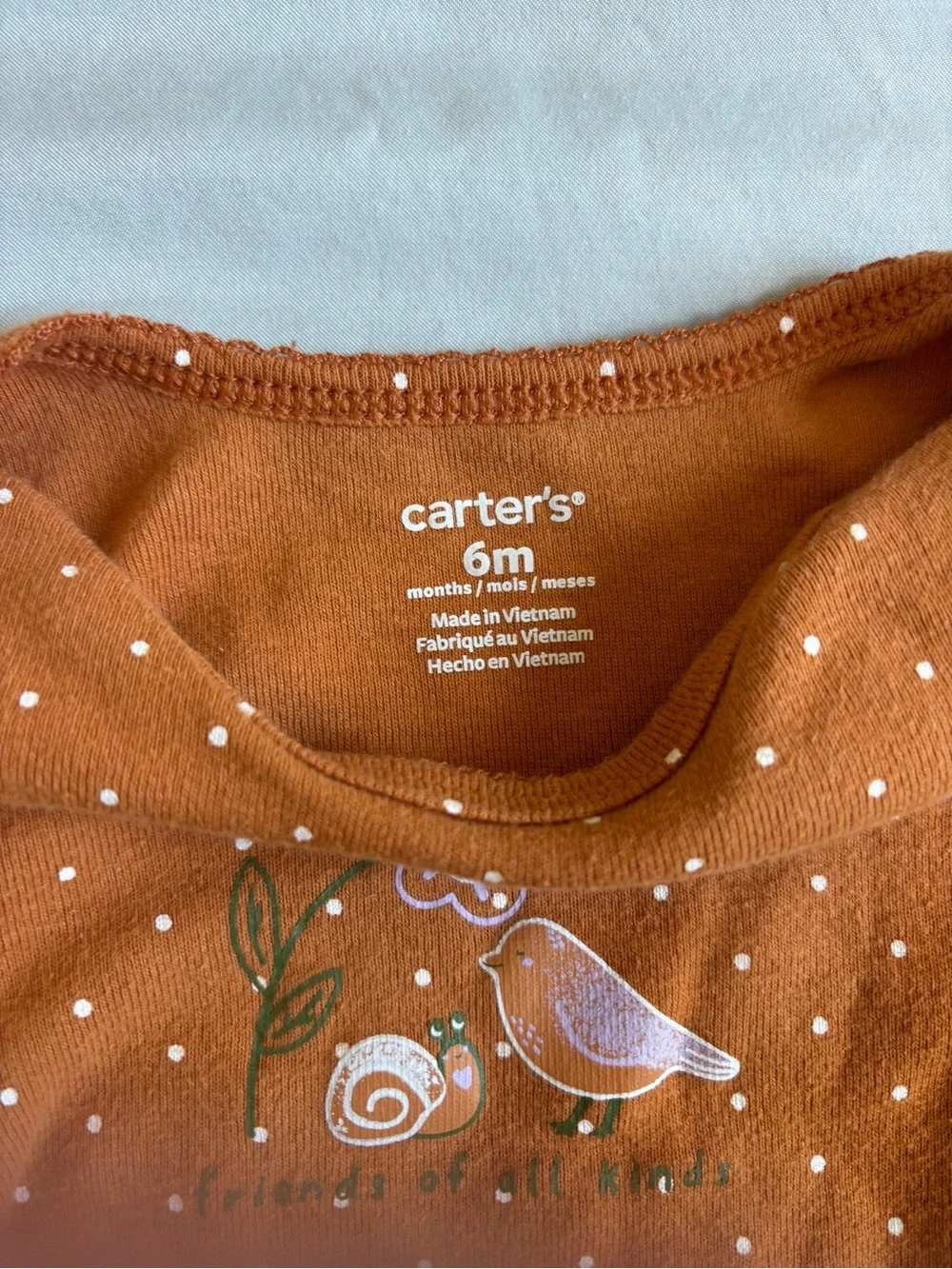 Carter's Fall colors Polka Dot Long-Sleeve Bodysuit with Gray Bird Pants - 6’